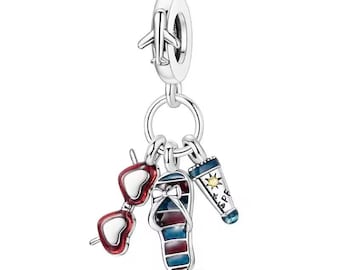 Sonnenbrille Reise Urlaub baumeln Charme passen Armband Halskette, 925 Sterling Silber, Geschenk für sie, Geburtstagsgeschenk,