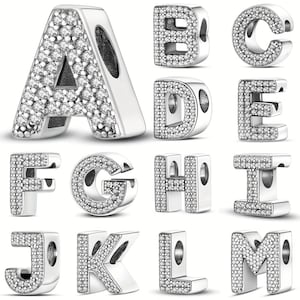 Personalized Letter Charm A-Z Initial Alphabet Bead, 925 Sterling Silver, Gift for Her, DIY, Fit Pandora