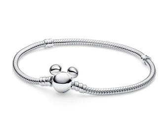 Pulsera de cadena de serpiente con cierre de ratón, 19 cm (7,5 pulgadas) de plata de ley 925, regalo para ella, regalo de cumpleaños,