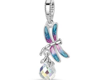 Bransoletka z zawieszką w kształcie ważki, srebro próby 925, prezent dla niej, prezent urodzinowy,