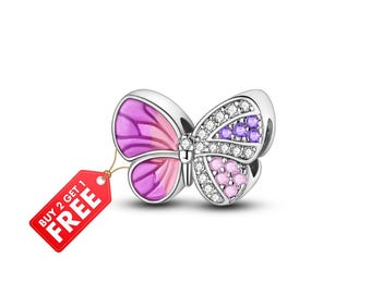 Sprankelende vlinder bedelarmband ketting, 925 sterlingzilver, cadeau voor haar, verjaardagscadeau,
