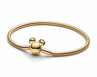 Pulsera de cadena de serpiente con cierre de ratón, 19 cm (7,5 pulgadas) de plata de ley 925, regalo para ella, regalo de cumpleaños,