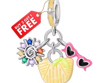 Sonnenbrillen, Sommer & Urlaub Tasche baumeln Charme passen Armband Halskette, 925 Sterling Silber, Geschenk für Sie, Geburtstagsgeschenk,