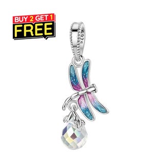 Dragonfly bungel bedelarmband ketting, 925 sterlingzilver, cadeau voor haar, verjaardagscadeau,