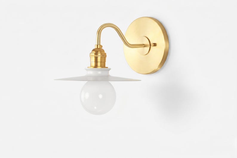 Brass Wall Fixture - Modern Sconces - Industrial Lighting - White Metal ...