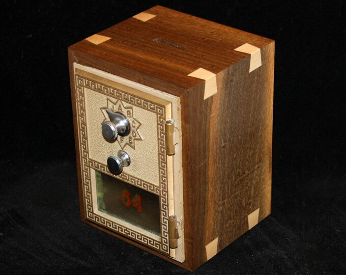 Walnut Post Office Box Coin Bank With Antique Brass Door Etsy