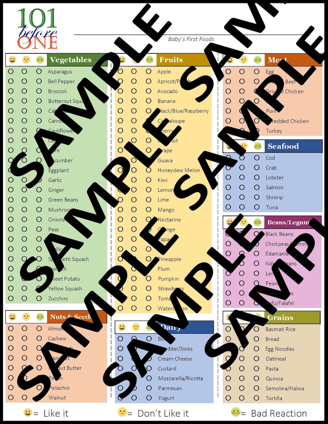 101 Before ONE A Printable Checklist of Foods to Try With Your Baby ...