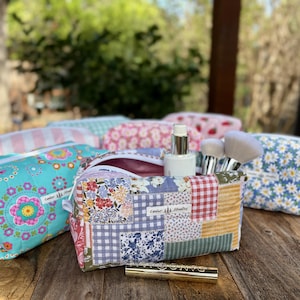 Quilted Makeup Bag: Handmade Soft Plush Cosmetic Pouch
