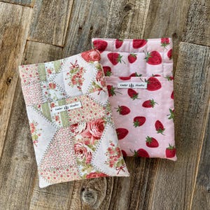 Handmade Quilted Medium Book Sleeve – 7” x 10” | Magnetic Closure & Front Pocket | Different Styles