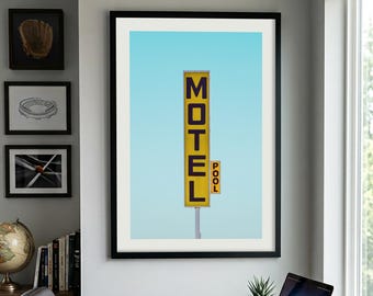 Cartel de motel vintage: idea de póster de viaje para la oficina en casa (descarga digital)