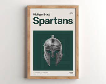 Póster de los Michigan State Spartans de estilo moderno de mediados de siglo: Arte deportivo (Descarga digital)