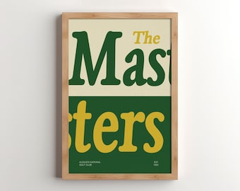 Póster vintage de golf Masters para oficina, hombres, cueva de hombre, niños (descarga instantánea)