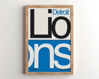 Detroit Lions Mid-Century Modern Poster: NFL Sports Art (Digital Download)