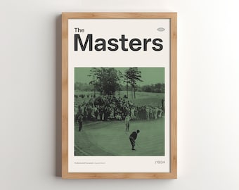 Póster del Torneo de Golf Masters: Idea de arte mural deportivo de mediados de siglo para la oficina (Descarga digital)