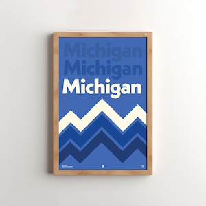 Michigan Winter Wonderland Retro Poster *Digital Download - Michigan Poster, Winter Poster, Retro Poster, State of Michigan Poster