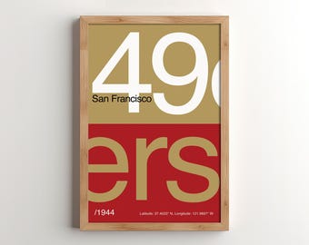 Impresión artística moderna de mediados de siglo de los San Francisco 49ers (descarga digital)