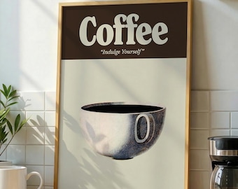 Impresión minimalista de café para pared, ideal para cocina u oficina (descarga instantánea)