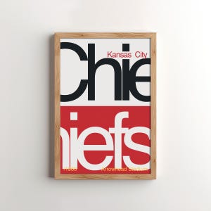 Kansas City Chiefs Modern Mid-Century Type Poster *Digital Download - Chiefs Print, NFL Poster, Sports Poster, Sports Bedroom Posters
