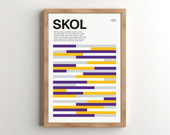 Póster moderno de mediados de siglo de los Minnesota Vikings SKOL (Descarga digital)
