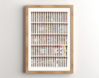 Estampado de tees de golf dibujados a mano / Póster de golf minimalista vintage (Descarga digital)