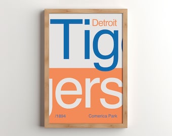 Detroit Tigers Mid-Century Modern Poster: Sports Bedroom Decor (Digital Download)