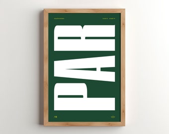 Póster de golf PAR: Arte mural vintage para el hogar (descarga digital instantánea)