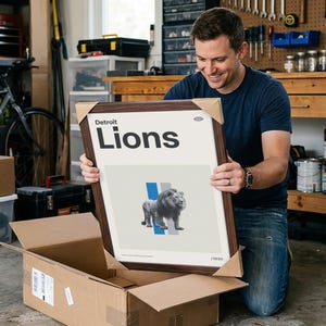Detroit Lions vintage voetbalposter print | Modern muurdecor uit het midden van de eeuw (digitale download) afbeelding 4