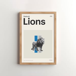 Detroit Lions Minimalist Mid Century Wall Poster *Digital Download - Detroit Lions Print, NFL Poster, Sports Poster, Sports Bedroom Posters