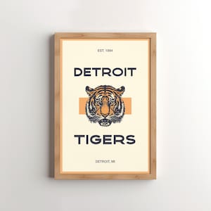 Detroit Tigers Vintage Mid Century Wall Poster *Download digital - Detroit Tigers Minimalista, pôster da MLB, pôster esportivo, pôsteres de caverna do homem
