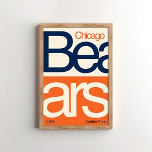Chicago Bears Modern Mid-Century Type Poster *Digital Download - Bears Print, NFL Poster, Sports Poster, Sports Bedroom Posters