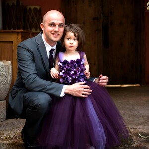 Flower girl dress Deep Purple and Lavender tutu dress, flower top, hydrangea top, toddler tutu dress