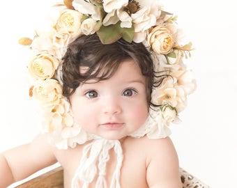 Newborn Photography Props Boys Girls Floral Sitter Hat Baby Photo Props Flowers Bonnet