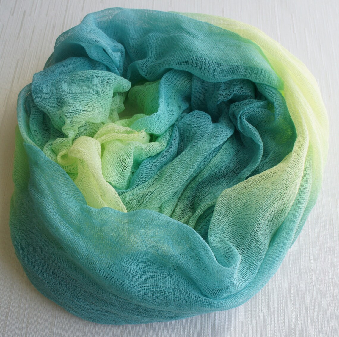 Cheesecloth Newborn Wrap Photography Prop Yellow and Aqua Etsy