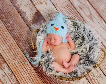 Baby Hat, Knit Newborn Hat, Photography Prop, Newborn photo prop, Blue Bird Baby Hat, Baby Photo Prop Little BlueJay Hat