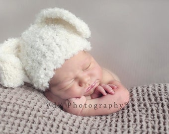 SALE Baby Hat, Newborn Baby Hat, Newborn Photo Prop, Bunny Newborn Baby Hat, Knit Baby Hat, Baby Photo Prop