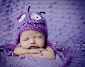 Baby Hat, Monster hat, Super Cute Little Monster Newborn Baby Hat, Photography Prop 12 mo