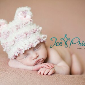 SALE Baby Hat, Baby Girl Hat, Newborn Photo Prop, Photography Prop, Newborn Knit Hat, Baby Hat image 3