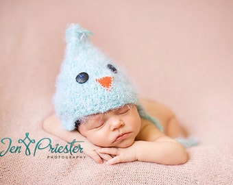 Baby Hat, Knit Newborn Hat, Photography Prop, Newborn photo prop, Blue Bird Baby Hat, Baby Photo Prop Little BlueJay Hat