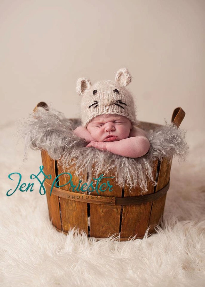 Baby Hat, Newborn Baby Hat, Mouse Hat, Newborn Photo Prop, Photography props, Newborn Hat, Newborn Baby Hat, Knit Newborn hat, Knit baby Hat image 1