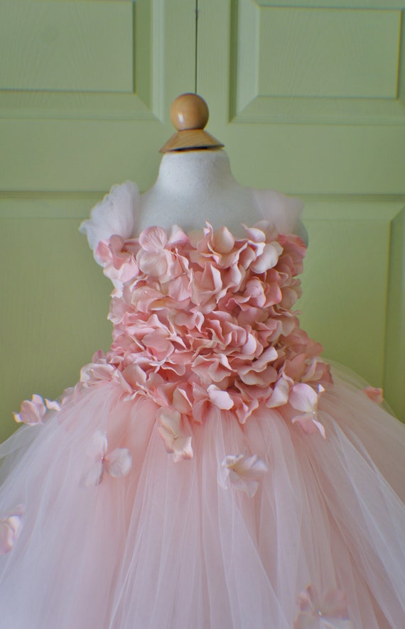 Flower Girl Dress Blush Pink Dress Pink Blush Pink Tutu Dress Flower Top Hydrangea Top Toddler Tutu Dress Cascading Flowers Etsy Canada