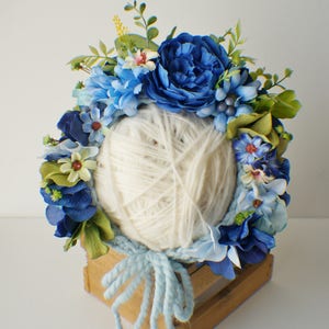 Bonnet de flores, bonnet floral, sombrero de jardín, sombrero de niñera, sombrero de bebé, bebé foto Prop, recién nacido Photo Prop, punto bebé bonnet, sombrero de bebé