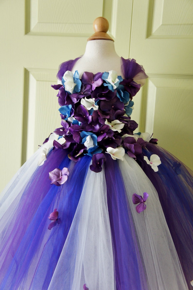 Ble and Purple Flower Girl Dresses