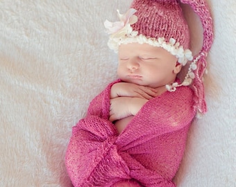PICK YOUR COLOR Baby Hat, Stocking Newborn Baby Hats, Newborn Photo Prop, Knit Baby Hat, Knit Photo Prop, Baby Hat