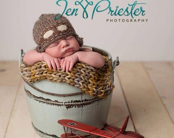 Baby Hat, Aviator Hat, Knit Hat, Newborn Photo Prop, Baby Prop, Newborn Hat, Aviator Bomber Hat Newborn Baby hat