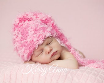 SALE Newborn Pixie Hat, Newborn Photo Prop, Pink Hat, Baby Girl Hat, Photography Props, Photo Prop