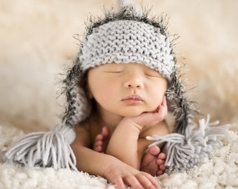 Baby Hat, Newborn Photo Prop, Newborn Knit Hat, Photography Prop, Knit Baby Hat, Newborn Hat, Aviator hat