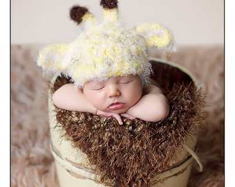 Baby Hat, Newborn Baby Hat, Giraffe Hat, Newborn Photo Props, Knit Newborn Hat, Photo Prop