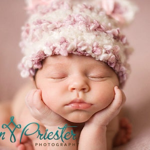 SALE Baby Hat, Baby Girl Hat, Newborn Photo Prop, Photography Prop, Newborn Knit Hat, Baby Hat image 2