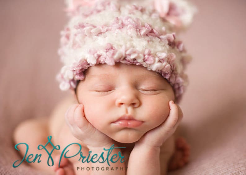 SALE Baby Hat, Baby Girl Hat, Newborn Photo Prop, Photography Prop, Newborn Knit Hat, Baby Hat image 2