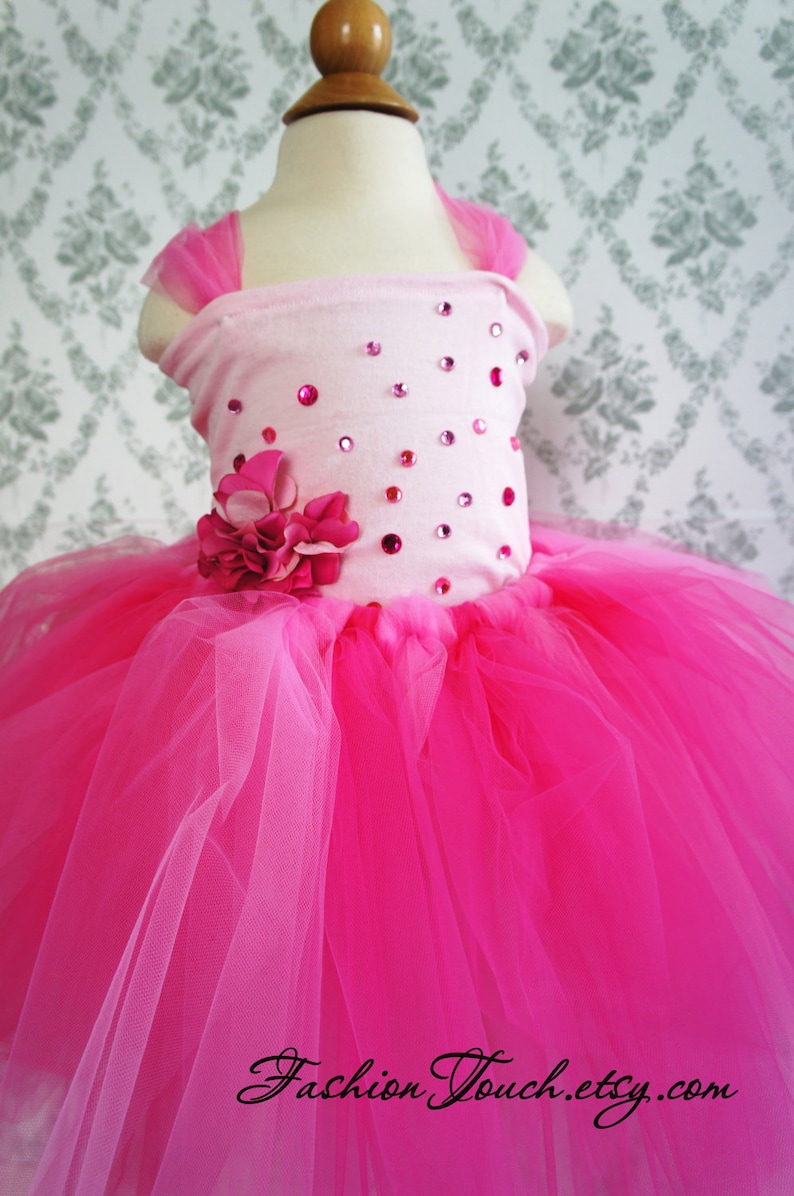 Photo Prop Flower Top in Bright Pink Flower Girl Tutu Dress Flower girl dress